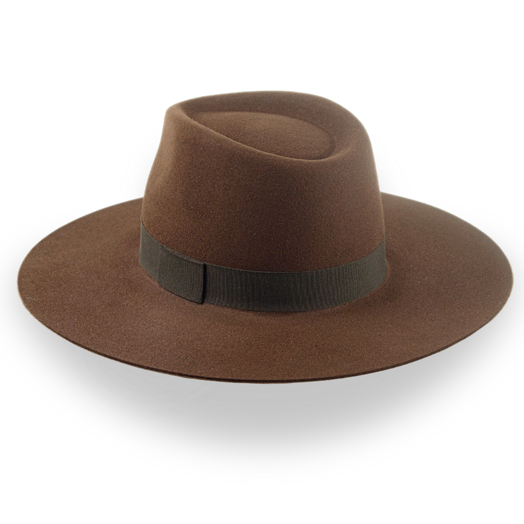 Brown Wide Brim Rancher Fedora Hat in Durable Fur Felt | The Caravan - Agnoulita Hats 3 