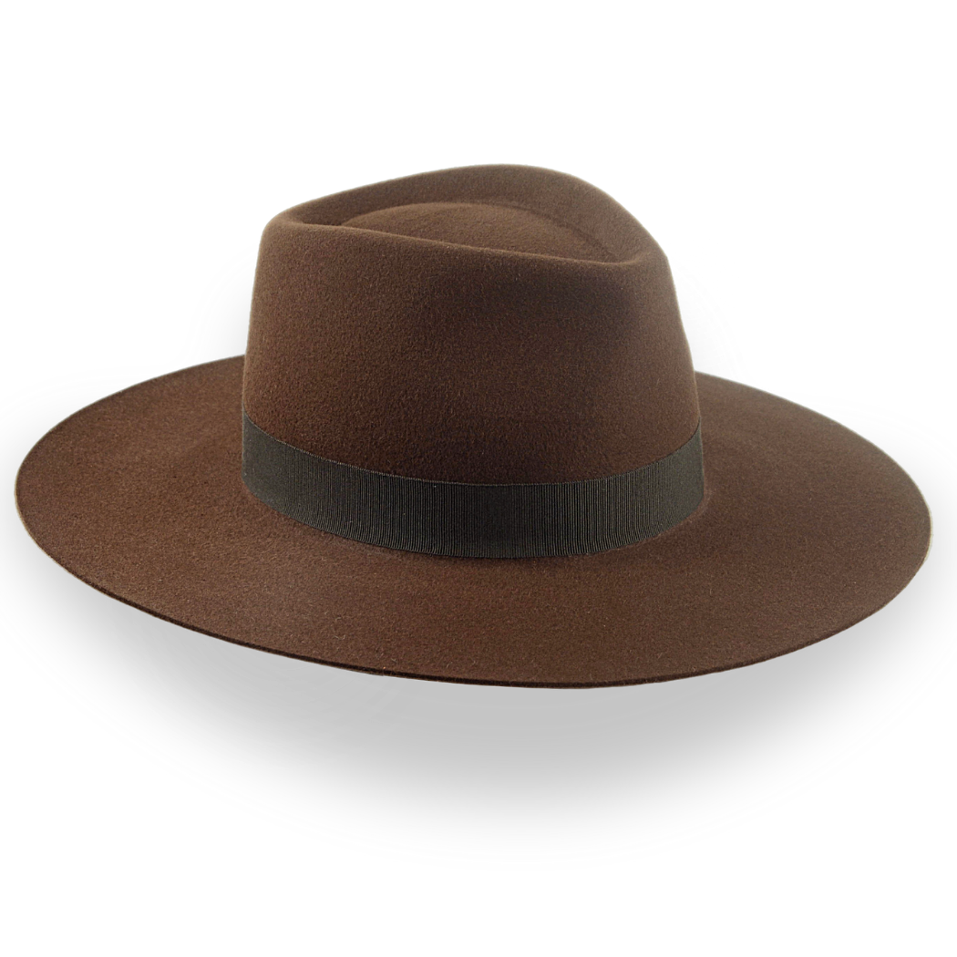 Brown Wide Brim Rancher Fedora Hat in Durable Fur Felt | The Caravan - Agnoulita Hats 6 