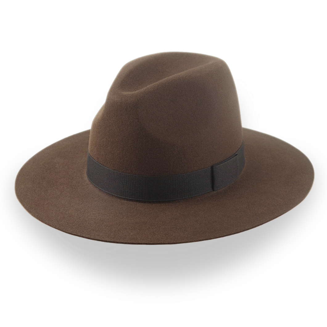 Brown Wide Brim Rancher Fedora Hat in Durable Fur Felt | The Crown - Agnoulita Hats 1 