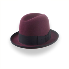 Burgundy Beaver Fur Felt Homburg Hat | The Ambassador