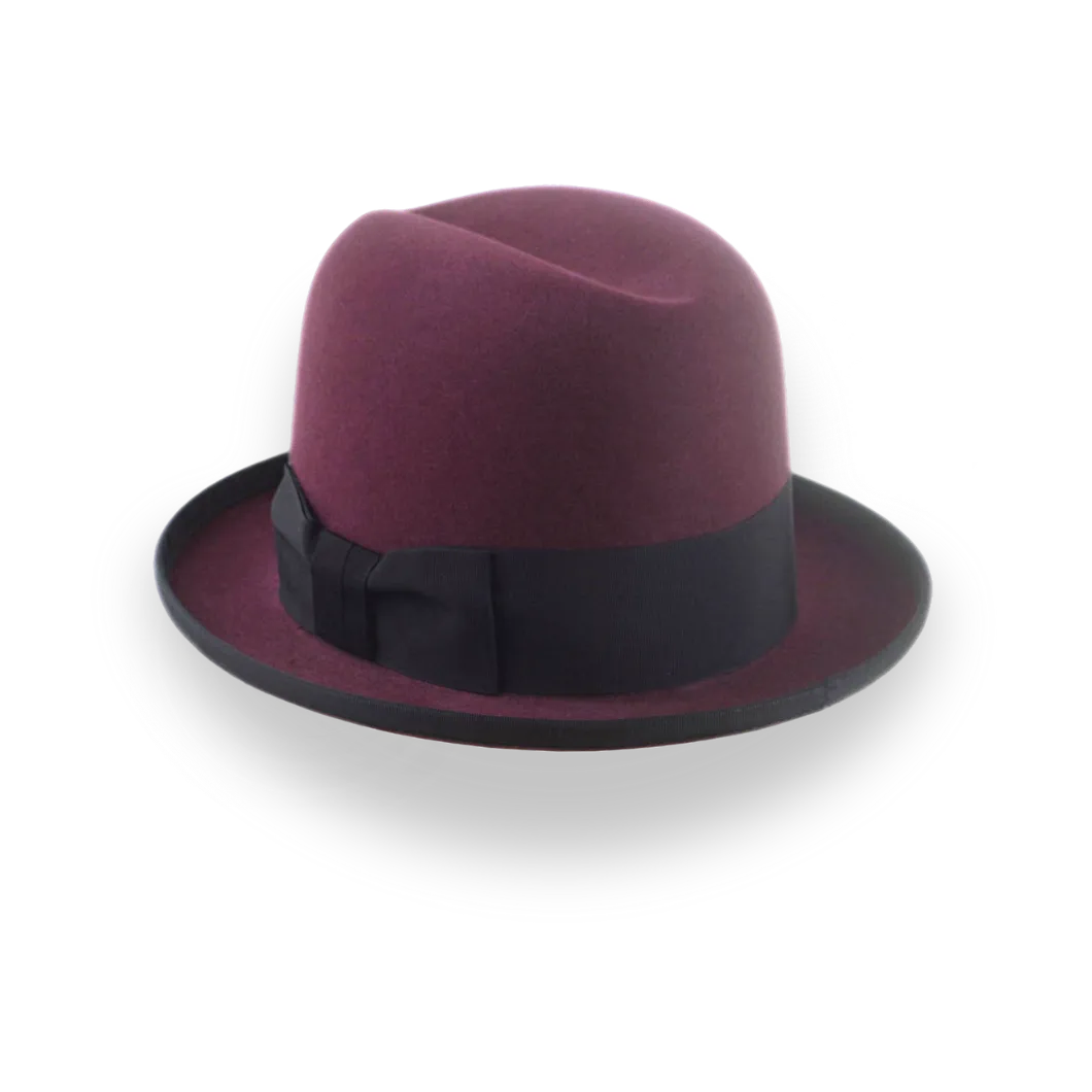 Burgundy Beaver Fur Felt Homburg Hat | The Ambassador - Agnoulita Hats 3 