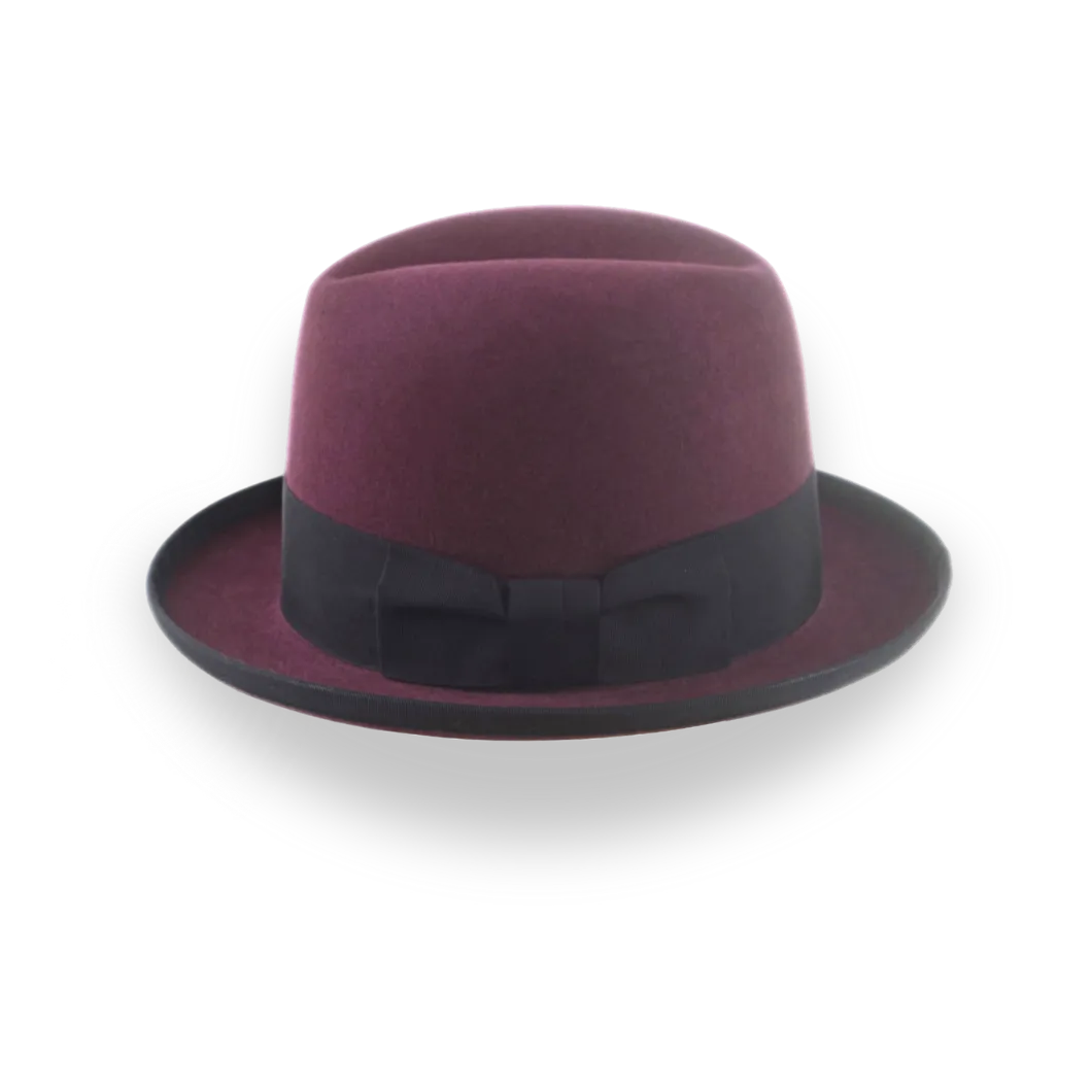 Burgundy Beaver Fur Felt Homburg Hat | The Ambassador - Agnoulita Hats 5 