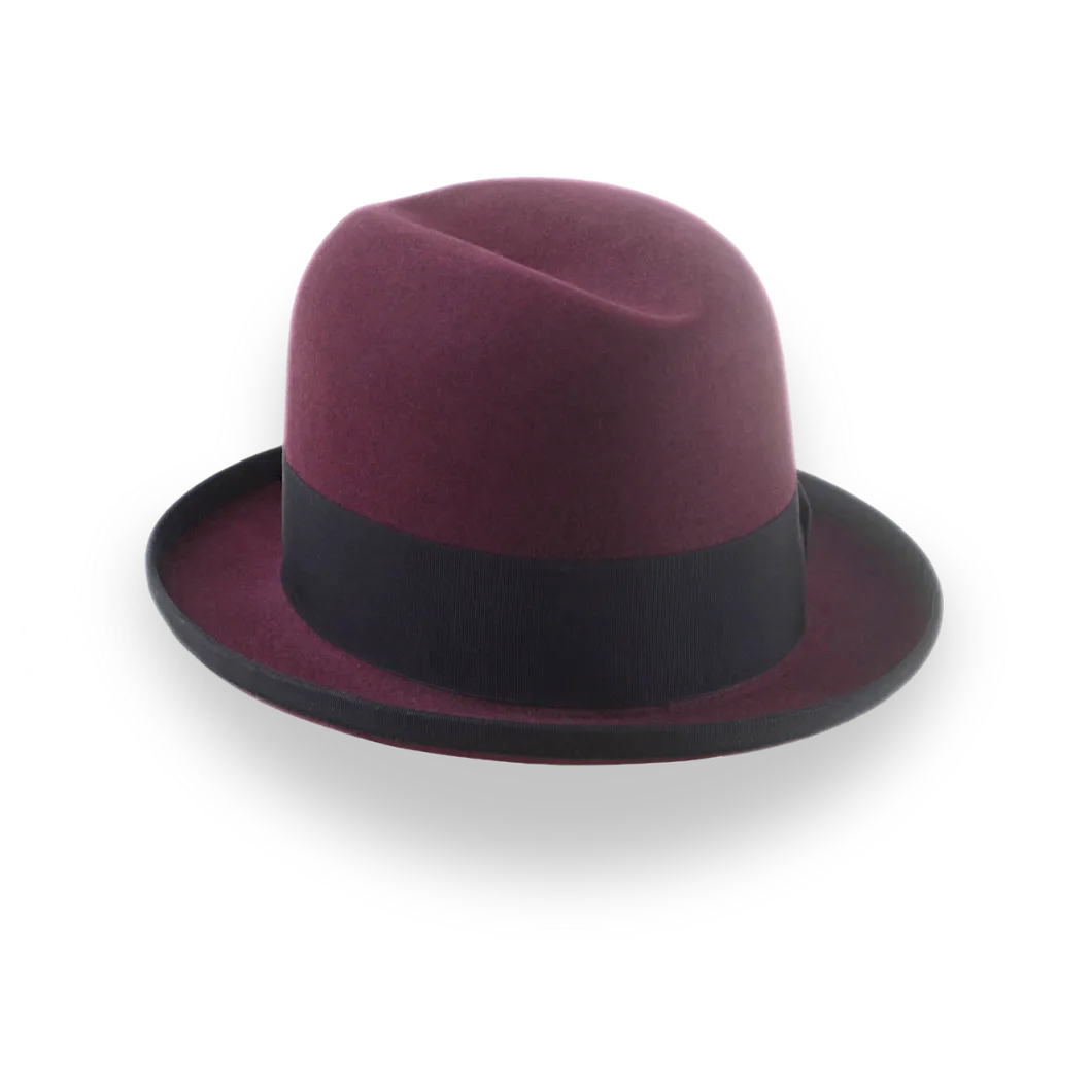 Burgundy Beaver Fur Felt Homburg Hat | The Ambassador - Agnoulita Hats 6 