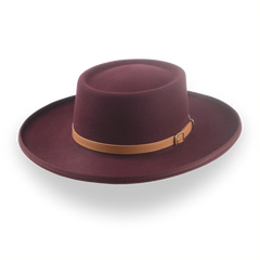Burgundy Classic Cowboy Style Gambler Hat in Fur Felt | The Vista