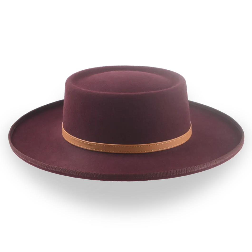 Burgundy Classic Cowboy Style Gambler Hat in Fur Felt | The Vista - Agnoulita Hats 5 