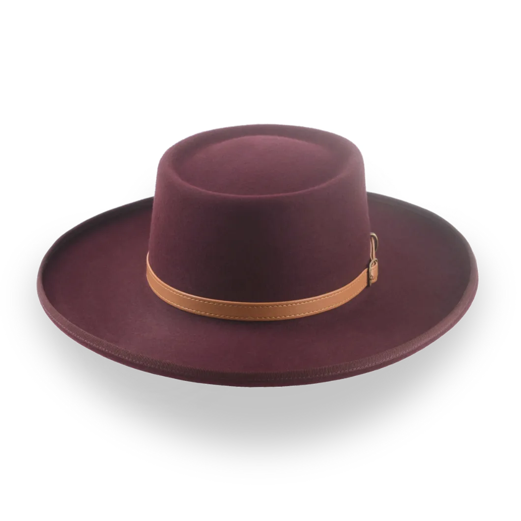 Burgundy Classic Cowboy Style Gambler Hat in Fur Felt | The Vista - Agnoulita Hats 6 