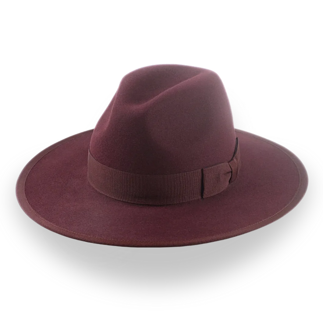 Burgundy Flat Brim Fedora in Elegant Fur Felt | The Taylor - Agnoulita Hats 1 