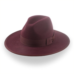 Burgundy Flat Brim Fedora in Elegant Fur Felt | The Taylor