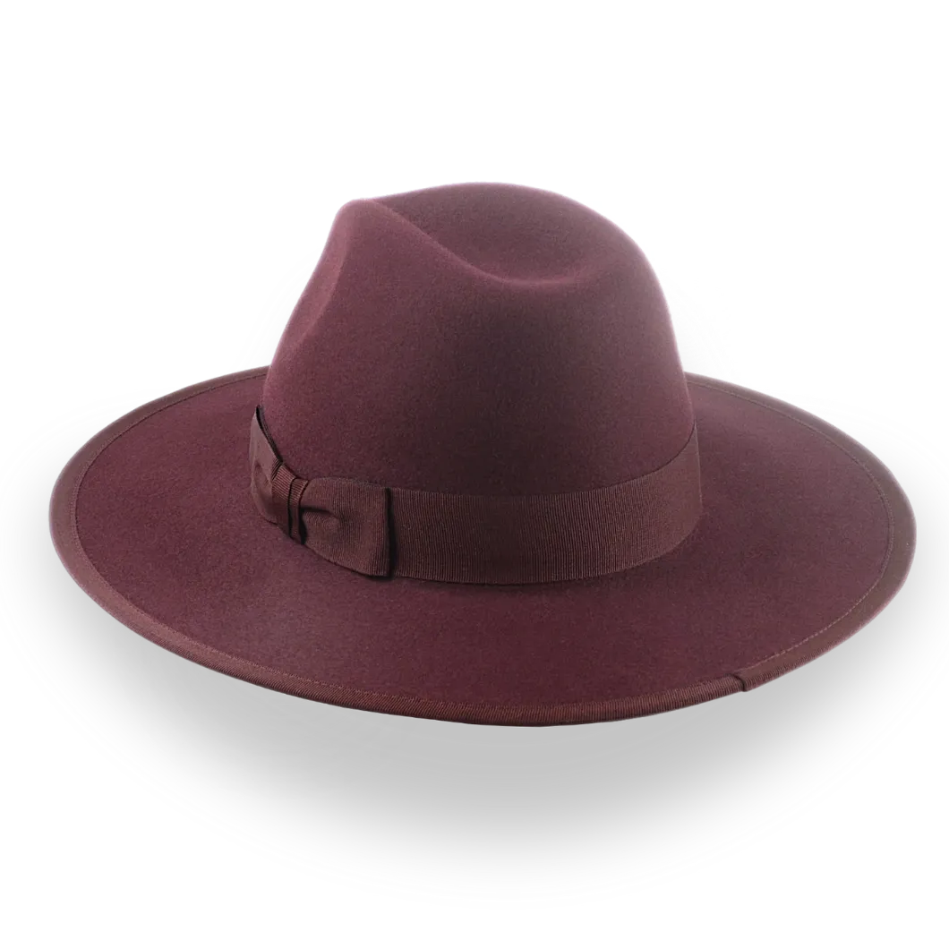 Burgundy Flat Brim Fedora in Elegant Fur Felt | The Taylor - Agnoulita Hats 3 