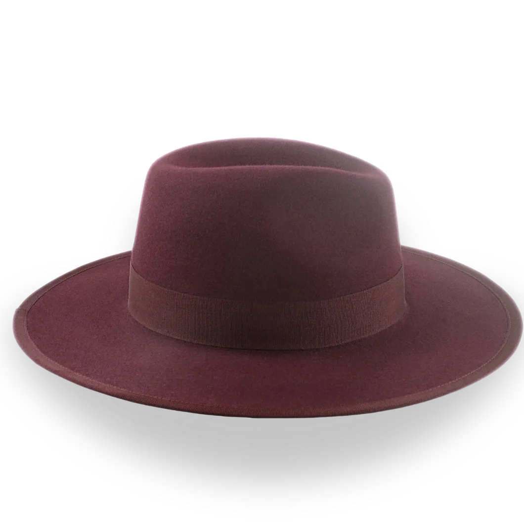 Burgundy Flat Brim Fedora in Elegant Fur Felt | The Taylor - Agnoulita Hats 5 