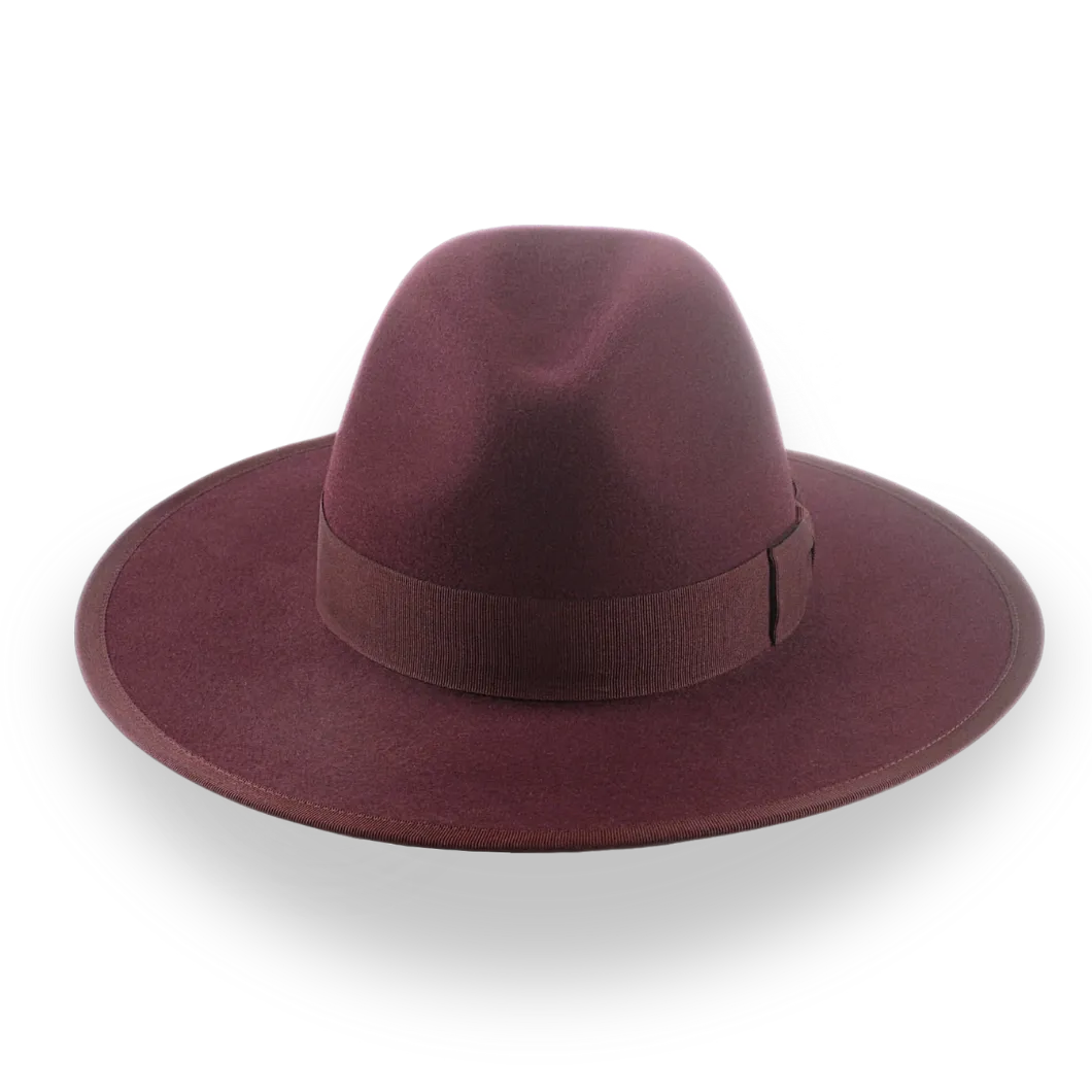 Burgundy Flat Brim Fedora in Elegant Fur Felt | The Taylor - Agnoulita Hats 6 