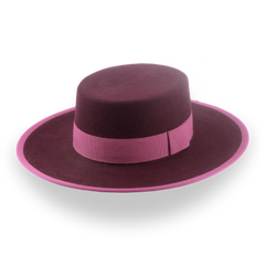 Burgundy Flat Top Wool Felt Hat | The Bolero