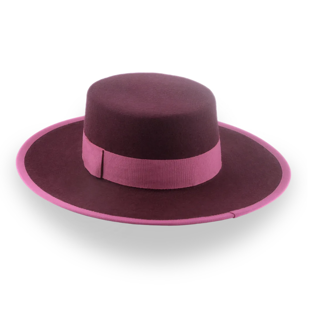 Burgundy Flat Top Wool Felt Hat | The Bolero - Agnoulita Hats 3 