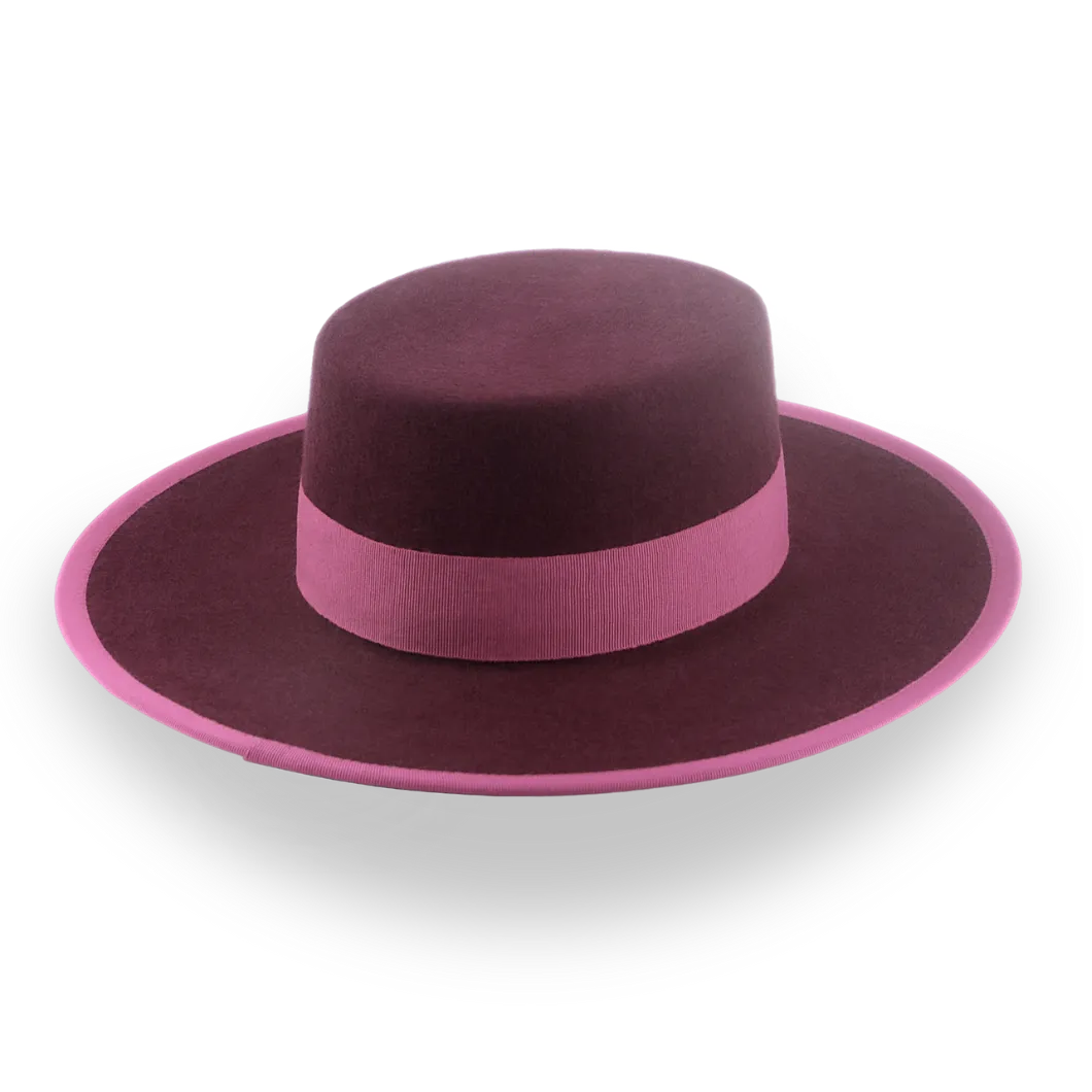 Burgundy Flat Top Wool Felt Hat | The Bolero - Agnoulita Hats 4 