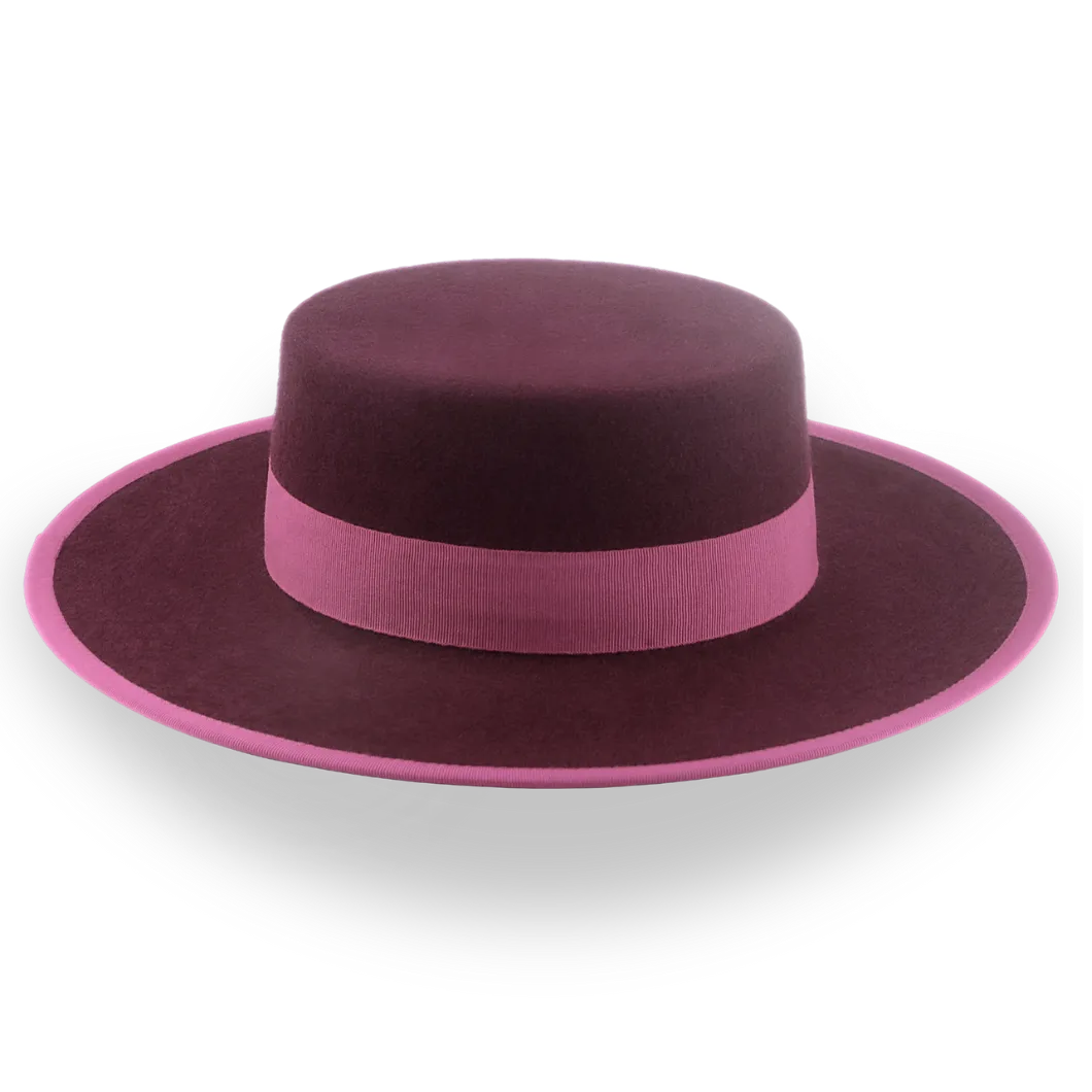 Burgundy Flat Top Wool Felt Hat | The Bolero - Agnoulita Hats 5 