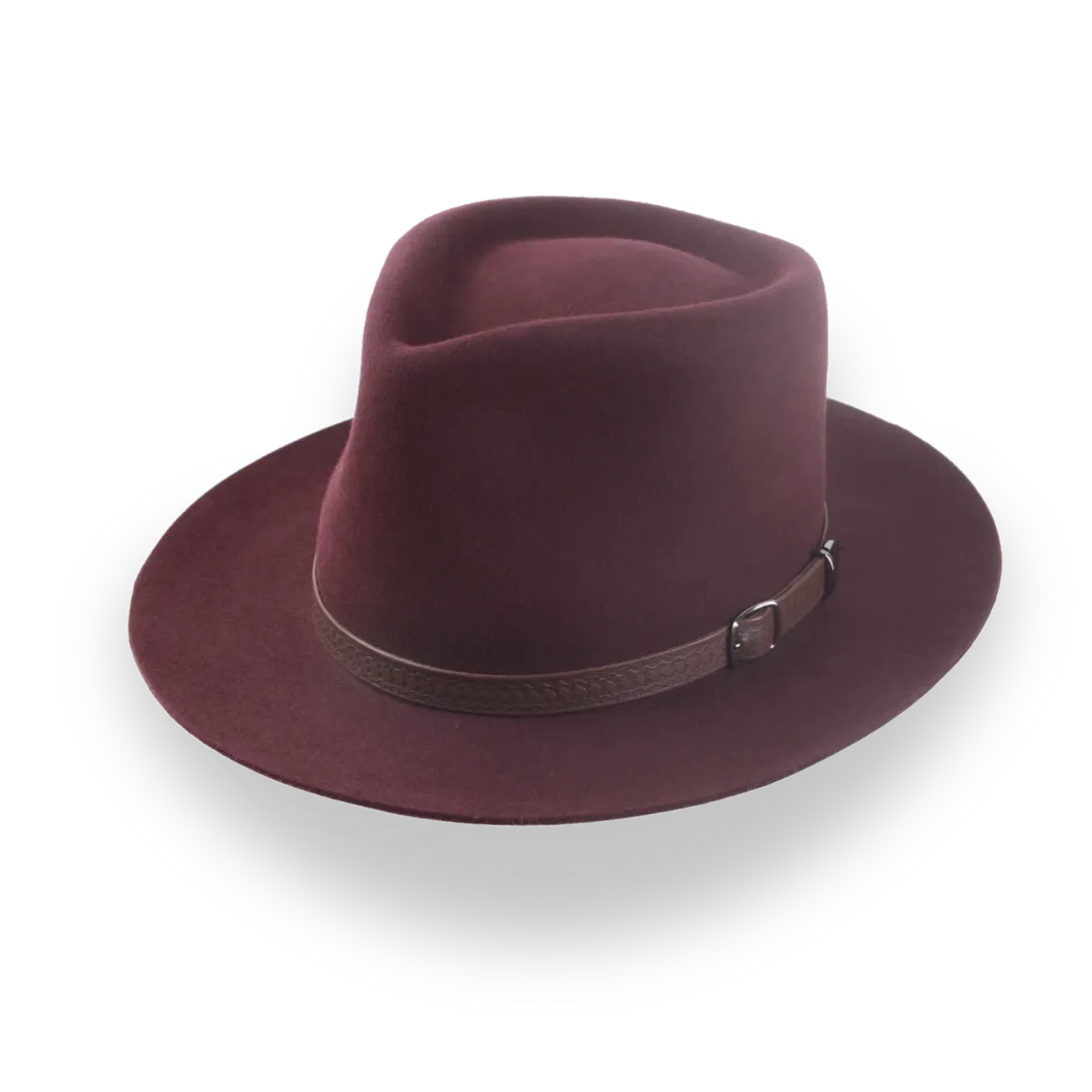 Burgundy Western Fedora in Outback Style | The Compass - Agnoulita Hats 1 