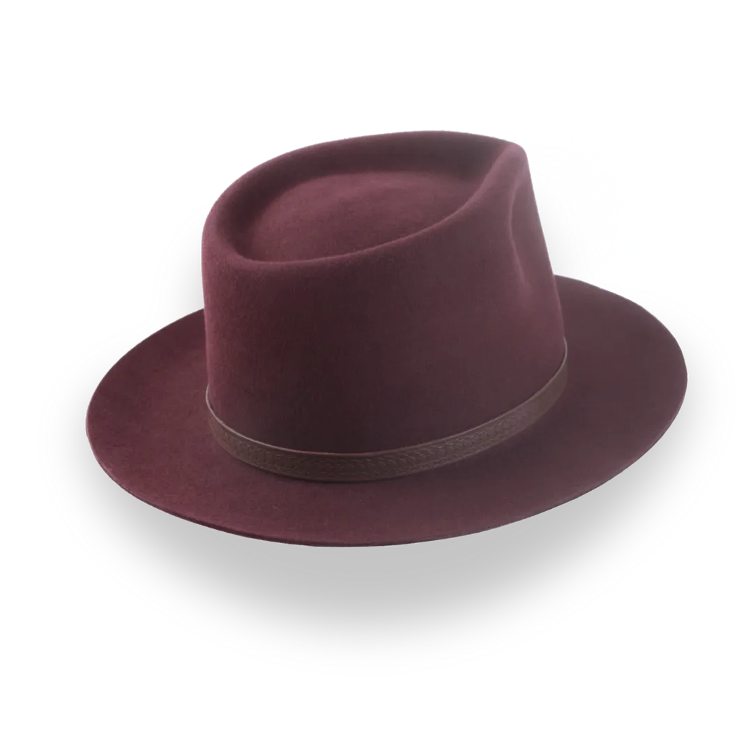 Burgundy Western Fedora in Outback Style | The Compass - Agnoulita Hats 4 