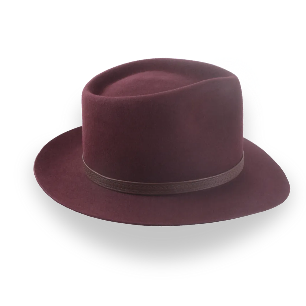 Unbranded Fedora Women OS Burgundy Wool Felt Wide‎ Brim Tribal Band Boho Western Big Wide Brim Felt Rancher Fedora Hat for Women and Men  main image 4