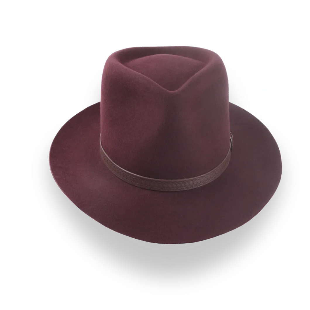 Burgundy Western Fedora in Outback Style | The Compass - Agnoulita Hats 6 