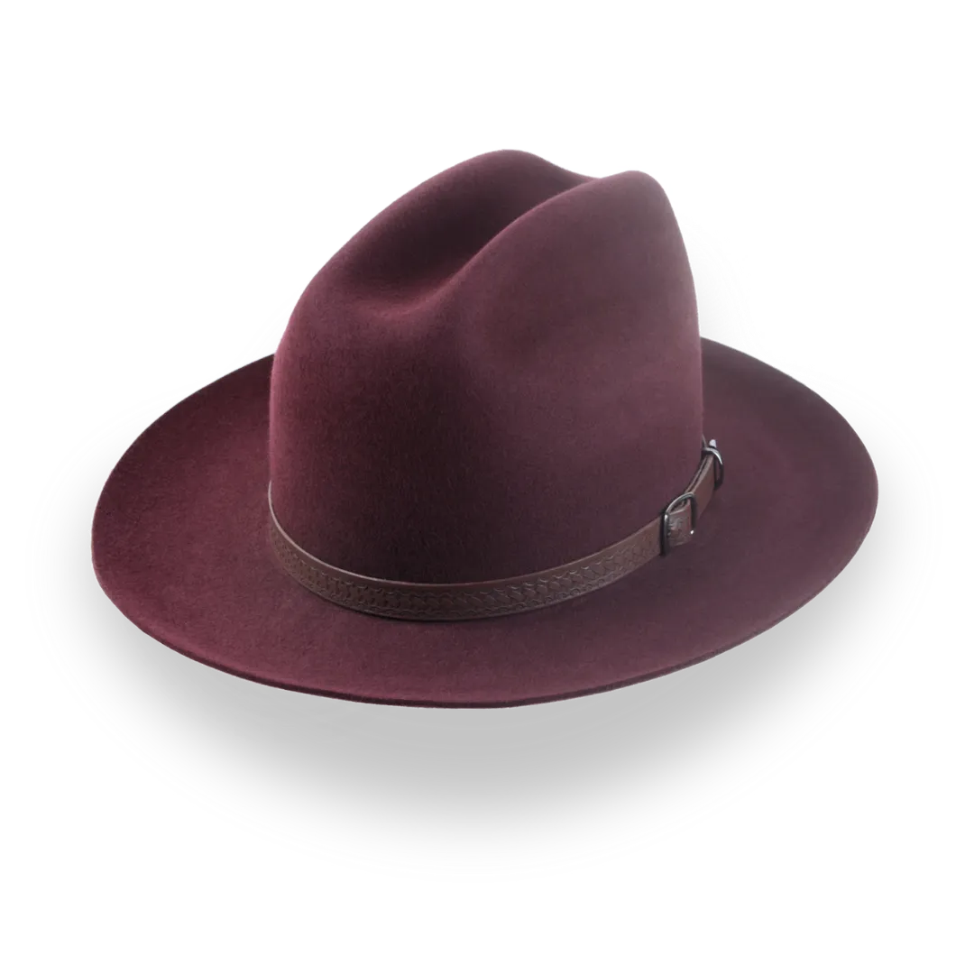 Burgundy Western Fedora with Artisanal Leather Hat Belt | The Patriot - Agnoulita Hats 1 