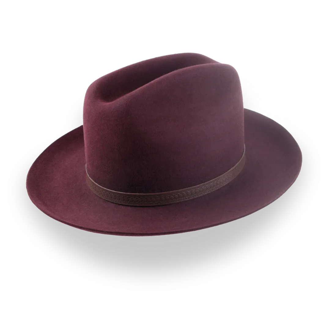 Burgundy Western Fedora with Artisanal Leather Hat Belt | The Patriot - Agnoulita Hats 4 