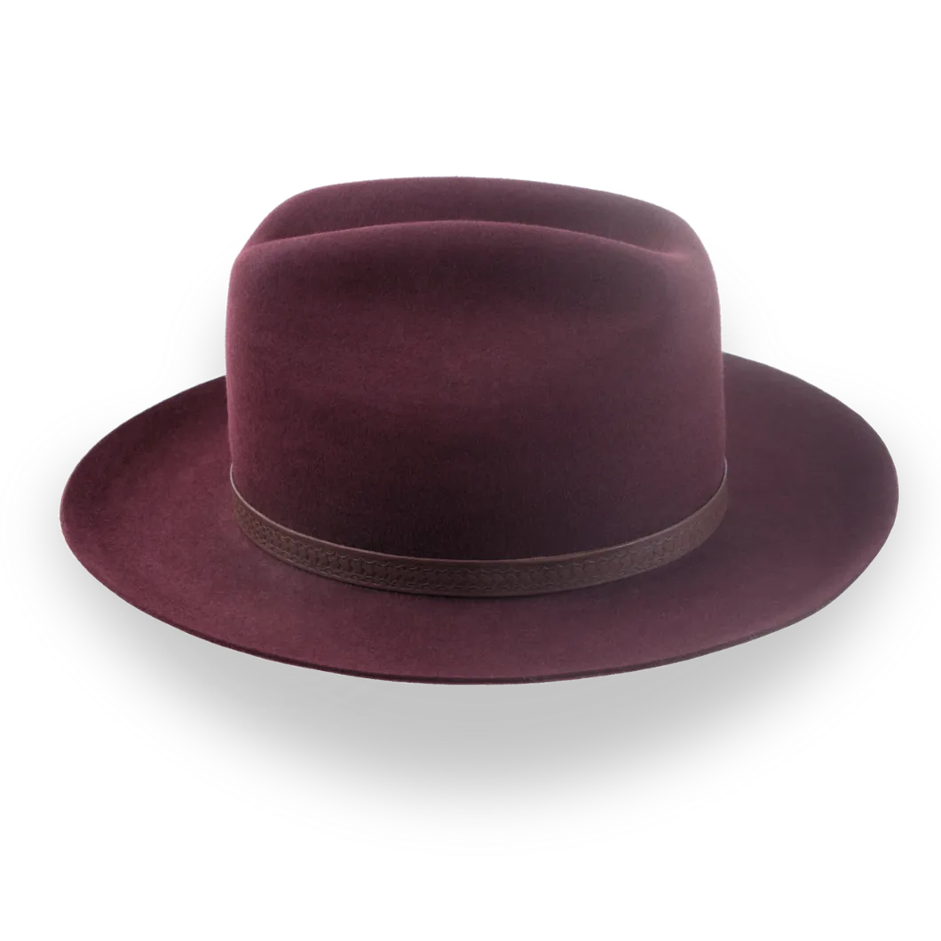 Burgundy Western Fedora with Artisanal Leather Hat Belt | The Patriot - Agnoulita Hats 5 
