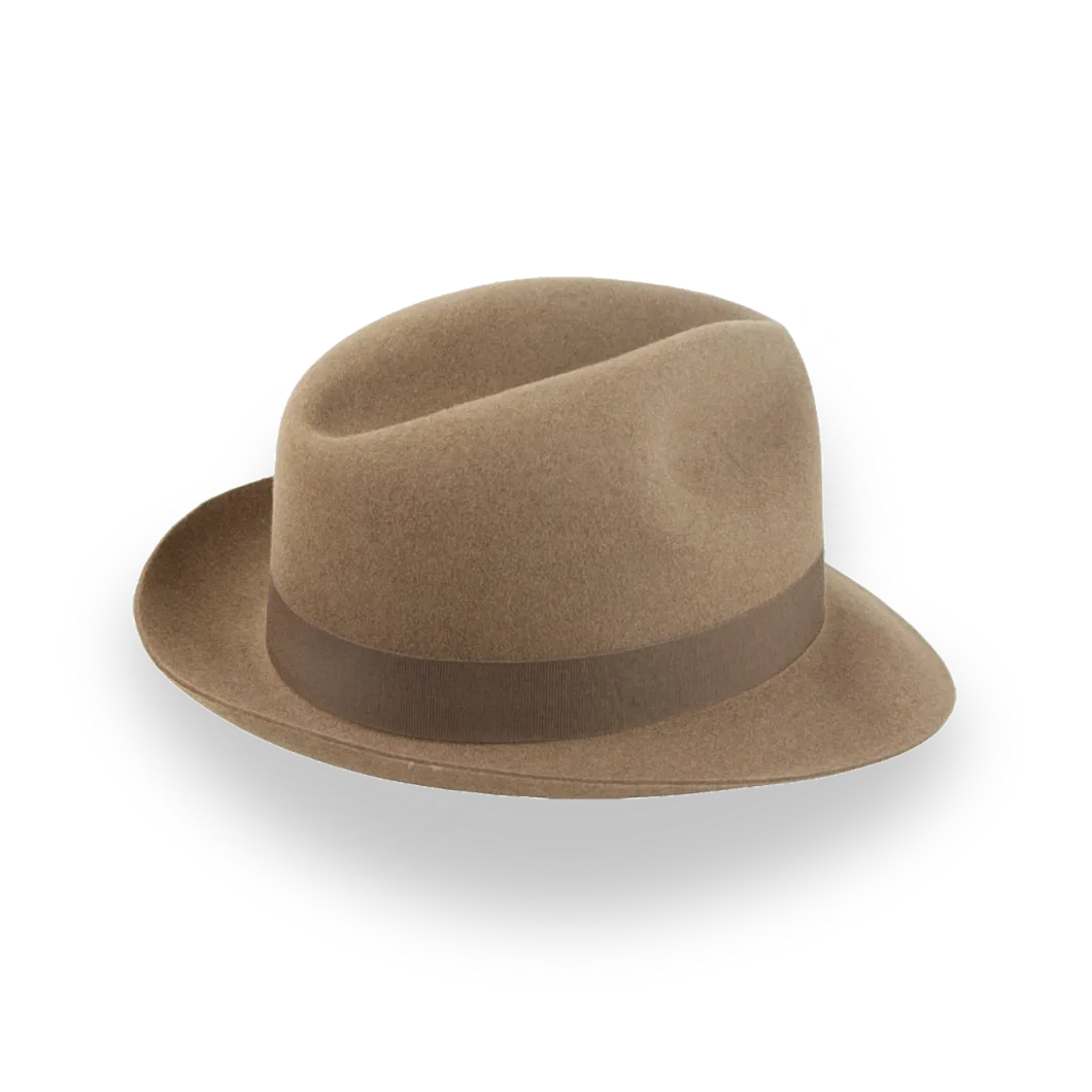 Camel Medium Brim Fedora in Premium Beaver Fur Felt | The Phoenix - Agnoulita Hats 4 