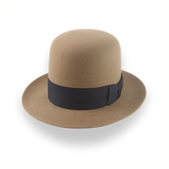 Chapéu Fedora de Crown Aberta Camel em Feltro de Castor Maleável | The Benedict
