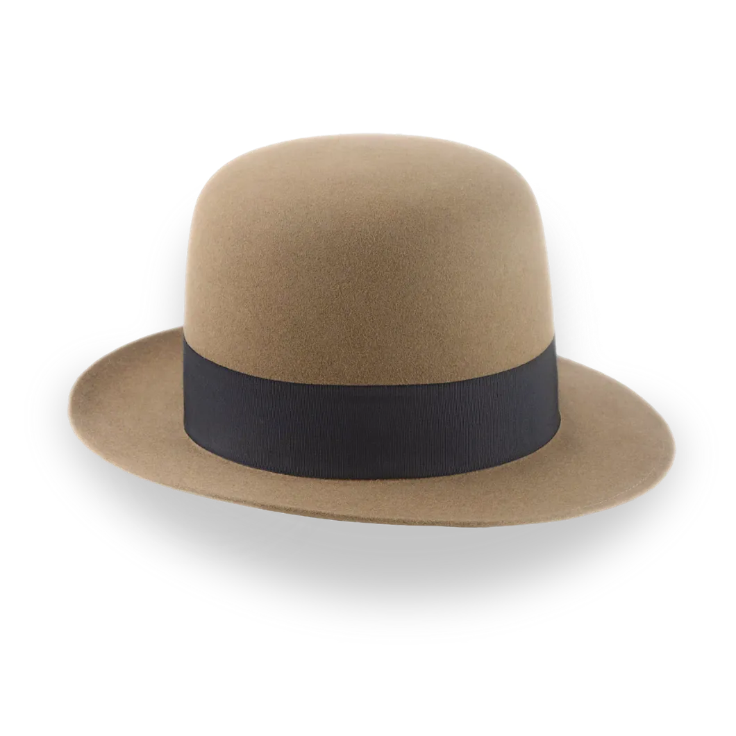 Camel Open Crown Fedora Hat in Malleable Beaver Fur Felt | The Benedict - Agnoulita Hats 5 