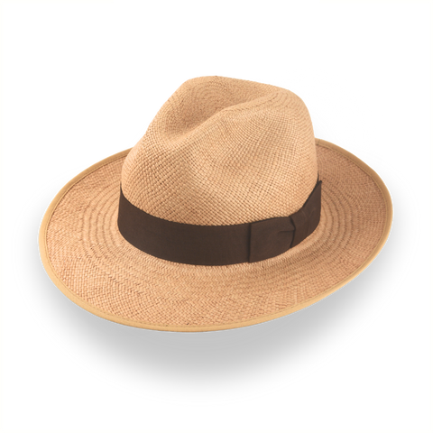 Caramel Brown Panama Fedora Hatt i Toquilla Strå | The Equator