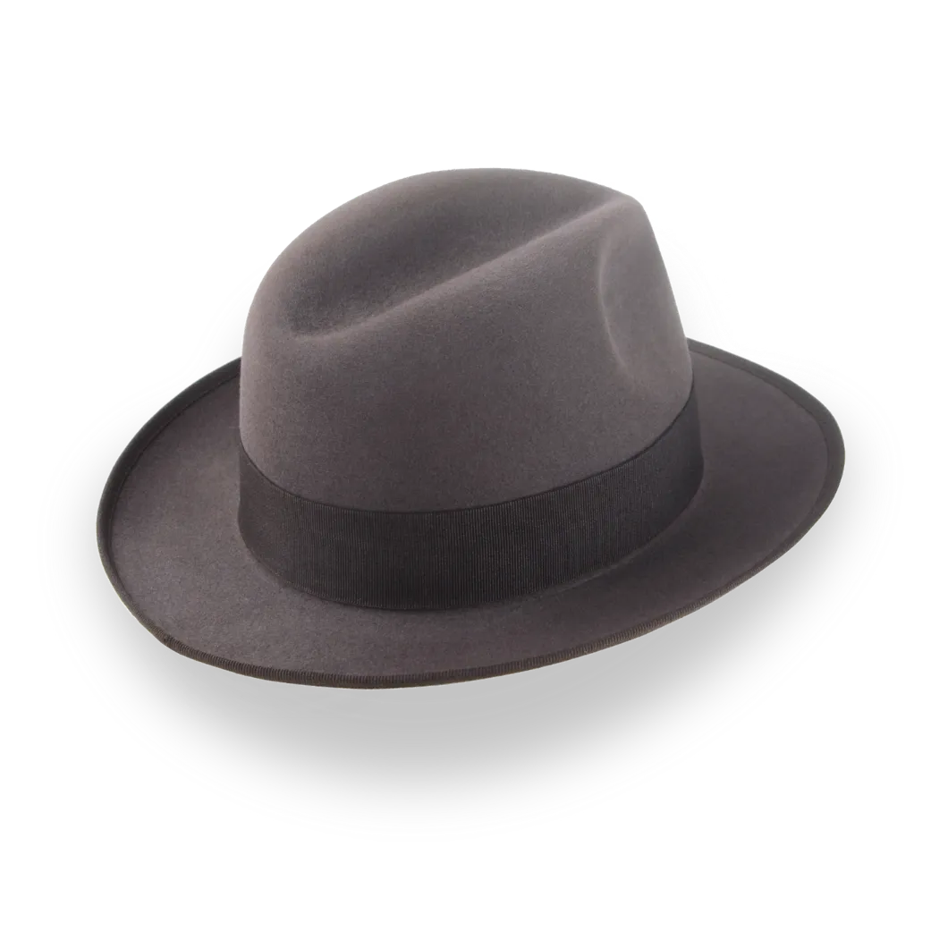 Caribou Grey 1930's Fedora Hat in Plush Fur Felt | The Dogal - Agnoulita Hats 4 