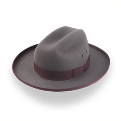 Caribou Grey Cattleman Fedora dla mężczyzn z filcu z futra bobra | The Globetrotter