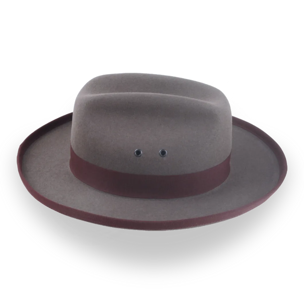 Caribou Grey Cattleman Fedora for Men in Beaver Fur Felt | The Globetrotter - Agnoulita Hats 5 