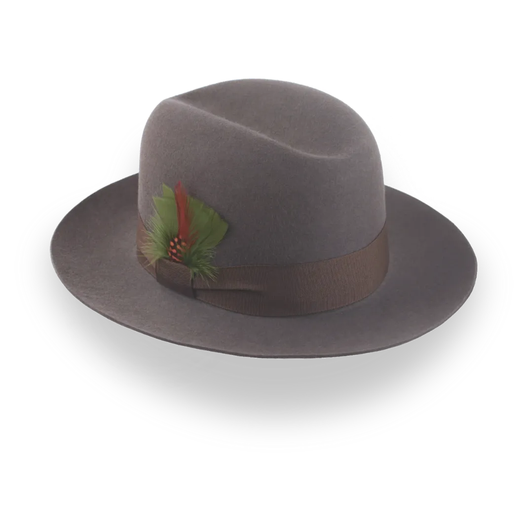 Caribou Grey Classic Men's Single Crease  Fedora in Fur Felt | The Tobin - Agnoulita Hats 3 
