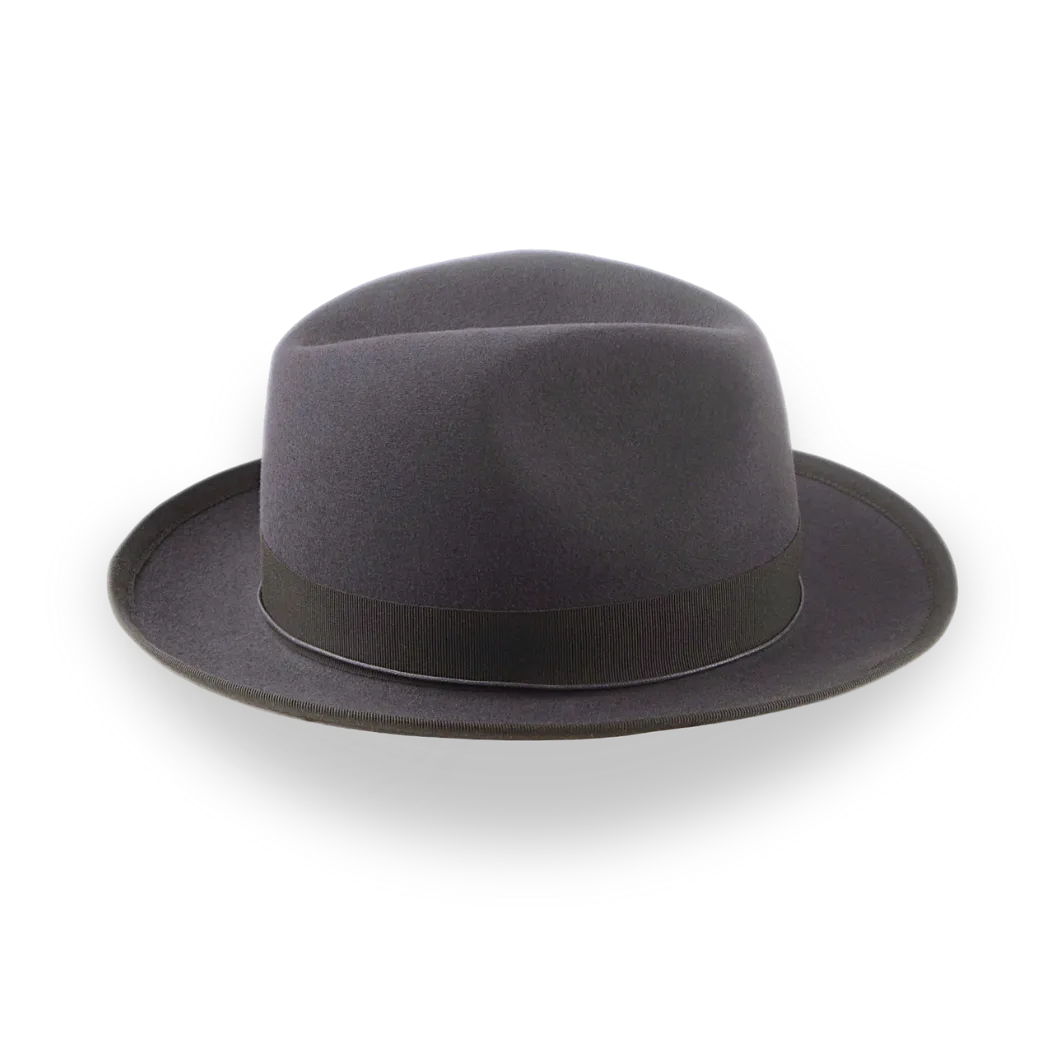 Caribou Grey Snap Brim Fedora Hat for Men in Fur Felt | The Sebastian - Agnoulita Hats 5 