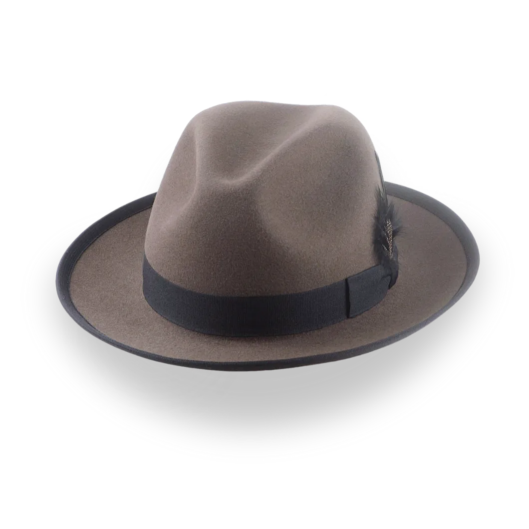 Caribou Grey Wide Brim Fedora Hat For Men in Premium Fur Felt | The Thiago - Agnoulita Hats 1 