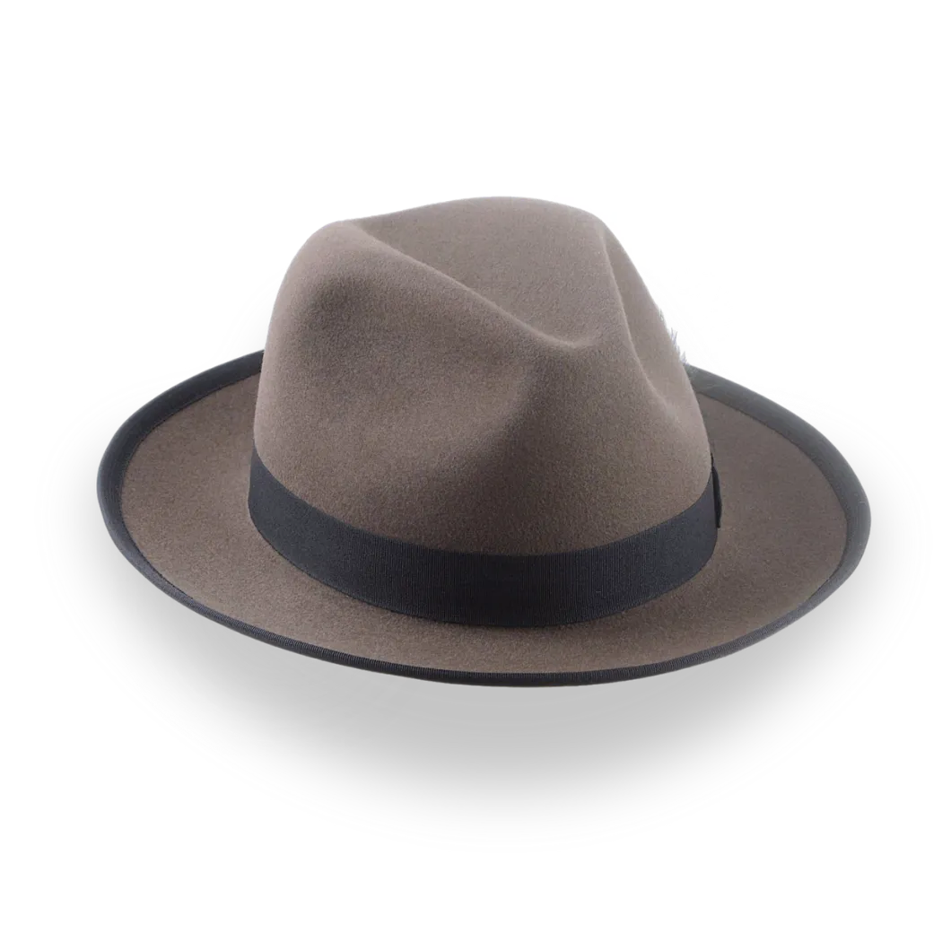 Caribou Grey Wide Brim Fedora Hat For Men in Premium Fur Felt | The Thiago - Agnoulita Hats 6 