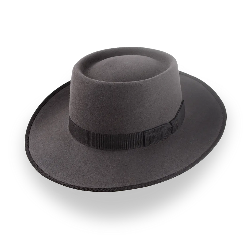 Caribou Grey Wide Brim Porkpie Hat with Custom Fit | The Oppenheimer - Agnoulita Hats 1 