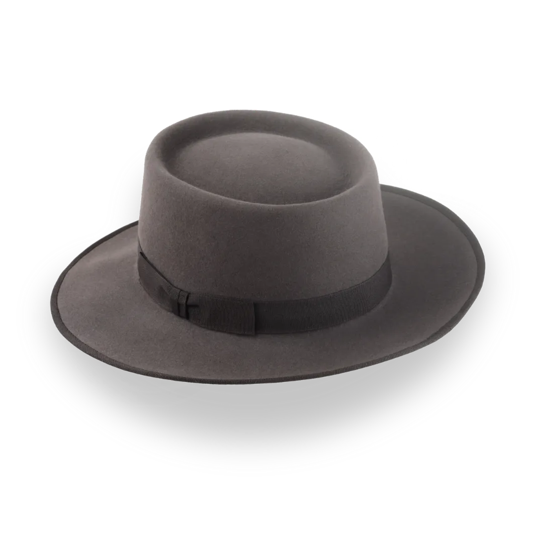Caribou Grey Wide Brim Porkpie Hat with Custom Fit | The Oppenheimer - Agnoulita Hats 3 