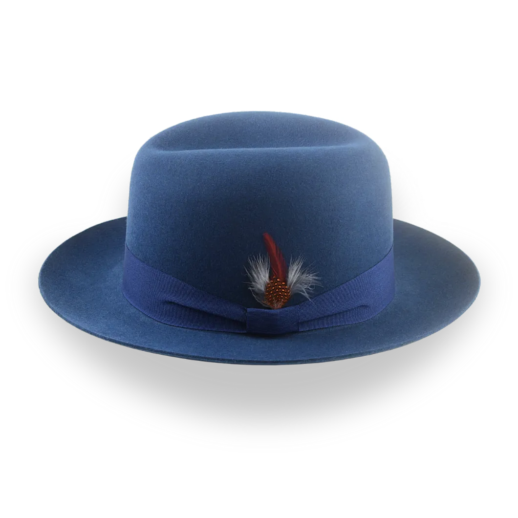 Casual Style Wide Brim Fedora for Men in Blue Fur Felt | The Tobin - Agnoulita Hats 2 