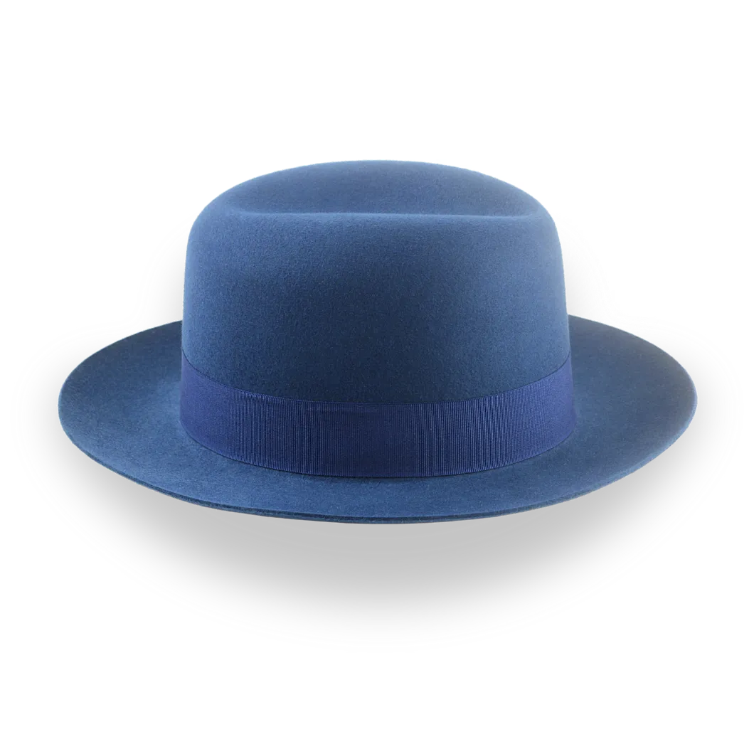 Casual Style Wide Brim Fedora for Men in Blue Fur Felt | The Tobin - Agnoulita Hats 6 