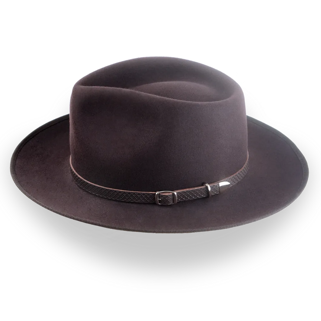 Chocolate Brown Mens Western Fedora in Rich Fur Felt | The Ulysses - Agnoulita Hats 2 