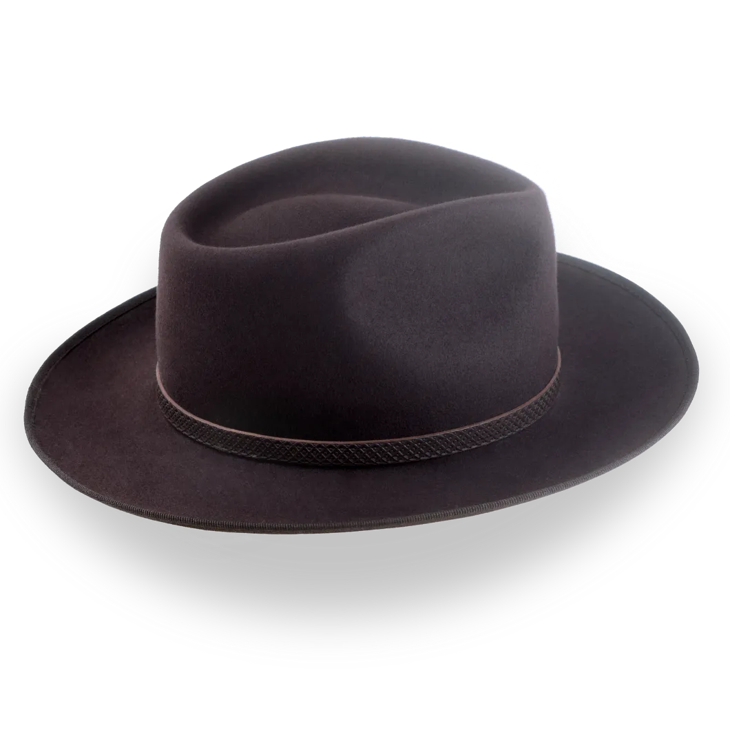 Chocolate Brown Mens Western Fedora in Rich Fur Felt | The Ulysses - Agnoulita Hats 5 
