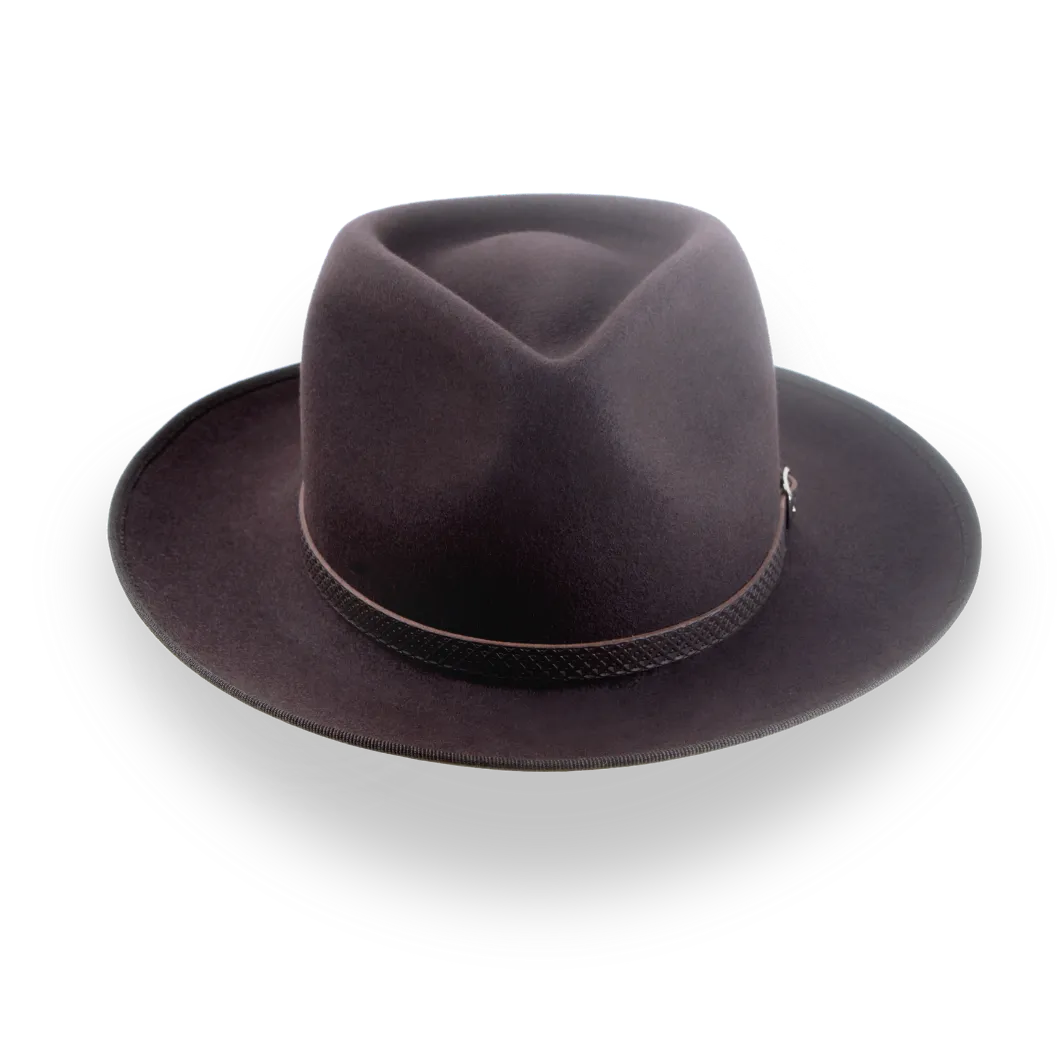 Chocolate Brown Mens Western Fedora in Rich Fur Felt | The Ulysses - Agnoulita Hats 6 