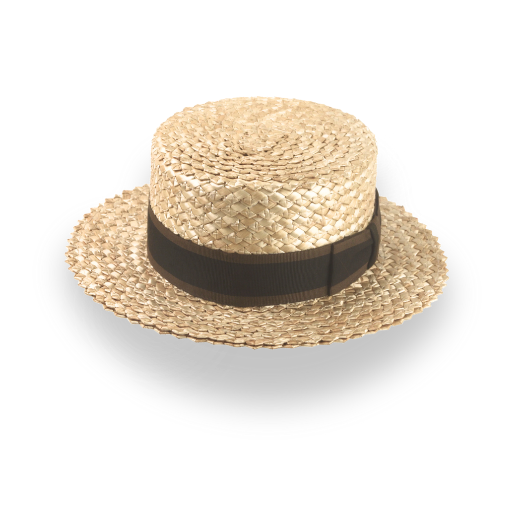 Classic 1920s Mens Straw Boater Hat with Leather Sweatband | The Skimmer - Agnoulita Hats 6 