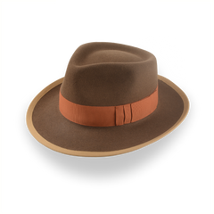 Cappello Fedora classico marrone da uomo in pelliccia di peluche | The Pandamator