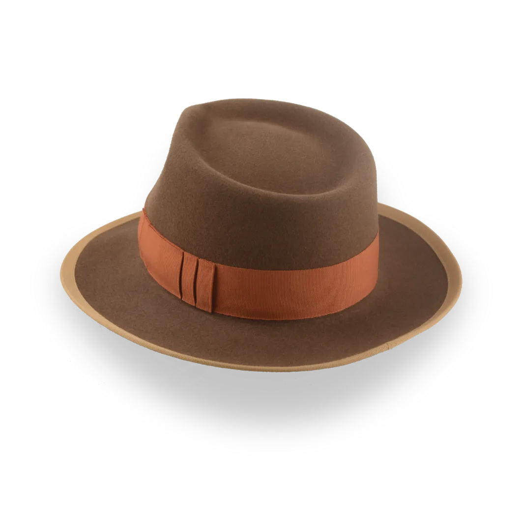 Classic Brown Fedora Hat for Men in Plush Fur Felt | The Pandamator - Agnoulita Hats 3 