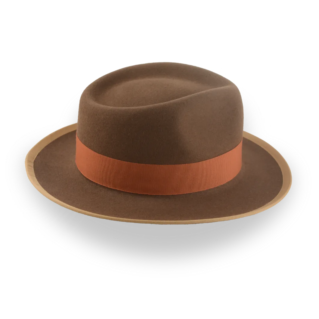 Classic Brown Fedora Hat for Men in Plush Fur Felt | The Pandamator - Agnoulita Hats 5 