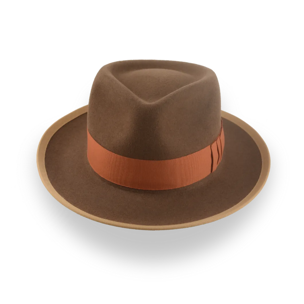 Classic Brown Fedora Hat for Men in Plush Fur Felt | The Pandamator - Agnoulita Hats 6 