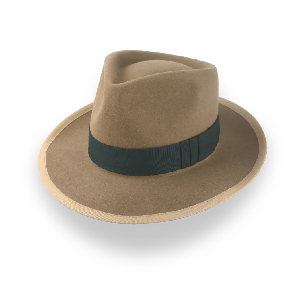 Classic Camel Fedora for Men in Premium Beaver Fur Felt | The Pandamator - Agnoulita Hats 1 